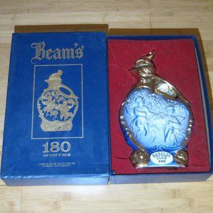 1974 Jim Beam 180 Month Blue and Gold Cherubs Angel Decanter In Original Box